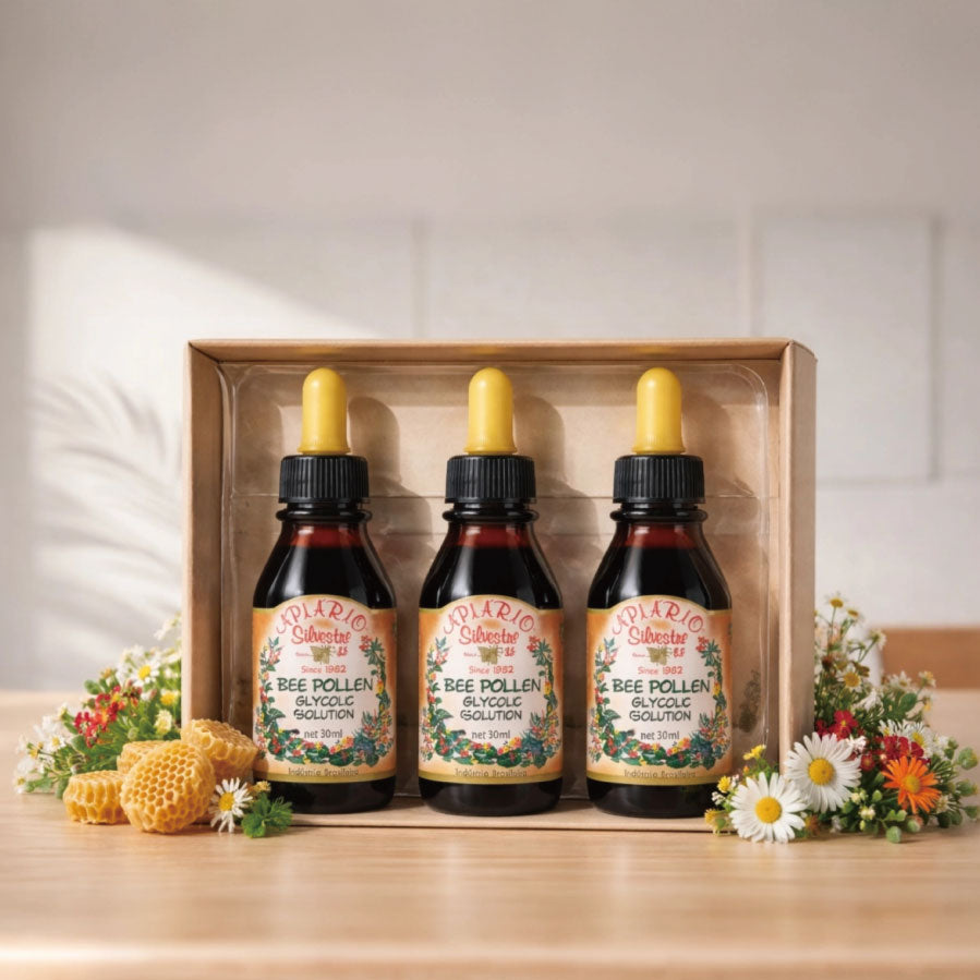 3 Bottles of Apiario Silvestre Brazilian Bee Pollen Liquid Glycolic Extract -Non Alcoholic, Wax Free, Sugar Free