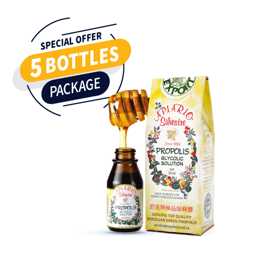5 Bottles Limited Pack! Apiario Silvestre Brazilian Green Bee Propolis*Free Shipping·30ml*5