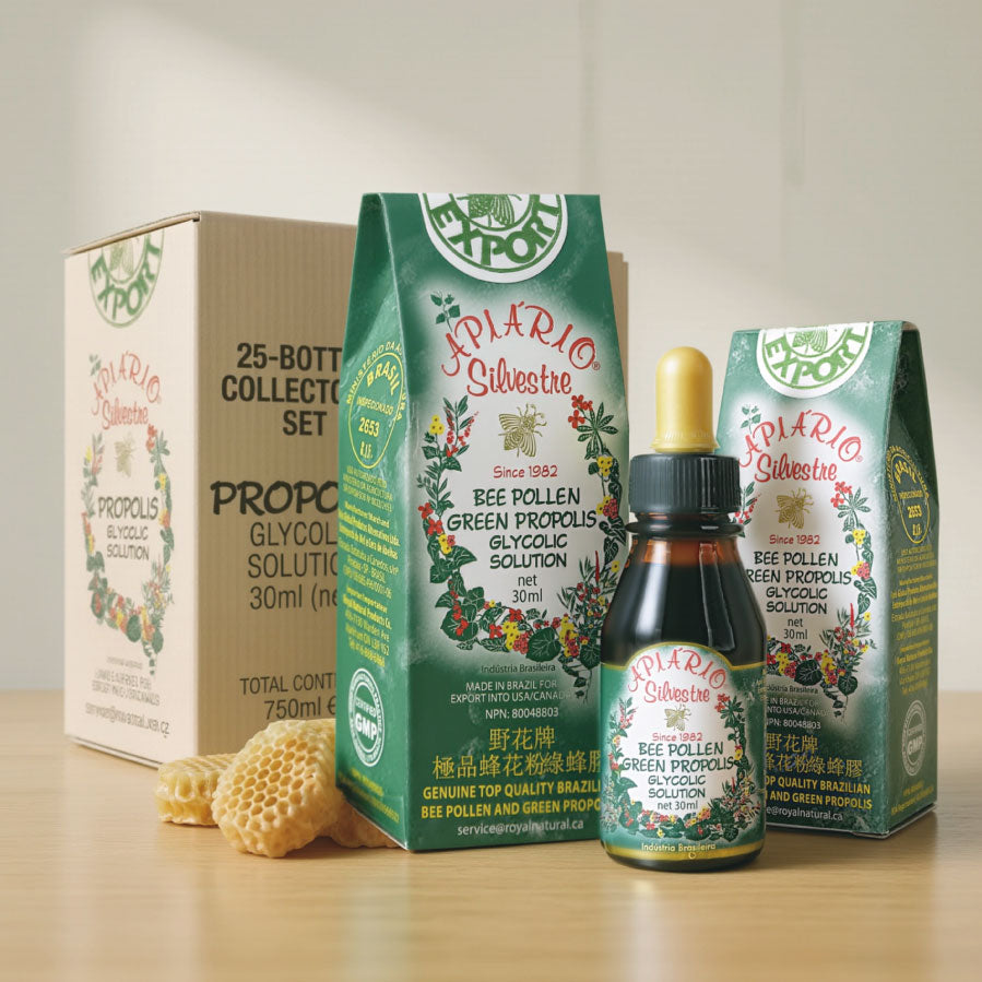 Apiário Silvestre Bee Pollen Green Propolis | 25-Bottle Value Set | Family Daily Immune Support