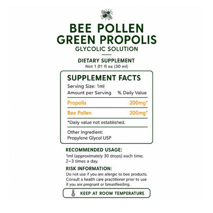 Apiário Silvestre Bee Pollen Green Propolis 30 mL | Dual-Action Formula | Daily Immune Support