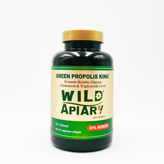 1 Bottles of Wild Apiary Brazilian Green Bee Propolis King Capsule-Non Alcoholic, Wax Free, Sugar Free, 120 Vegetarian Softgel